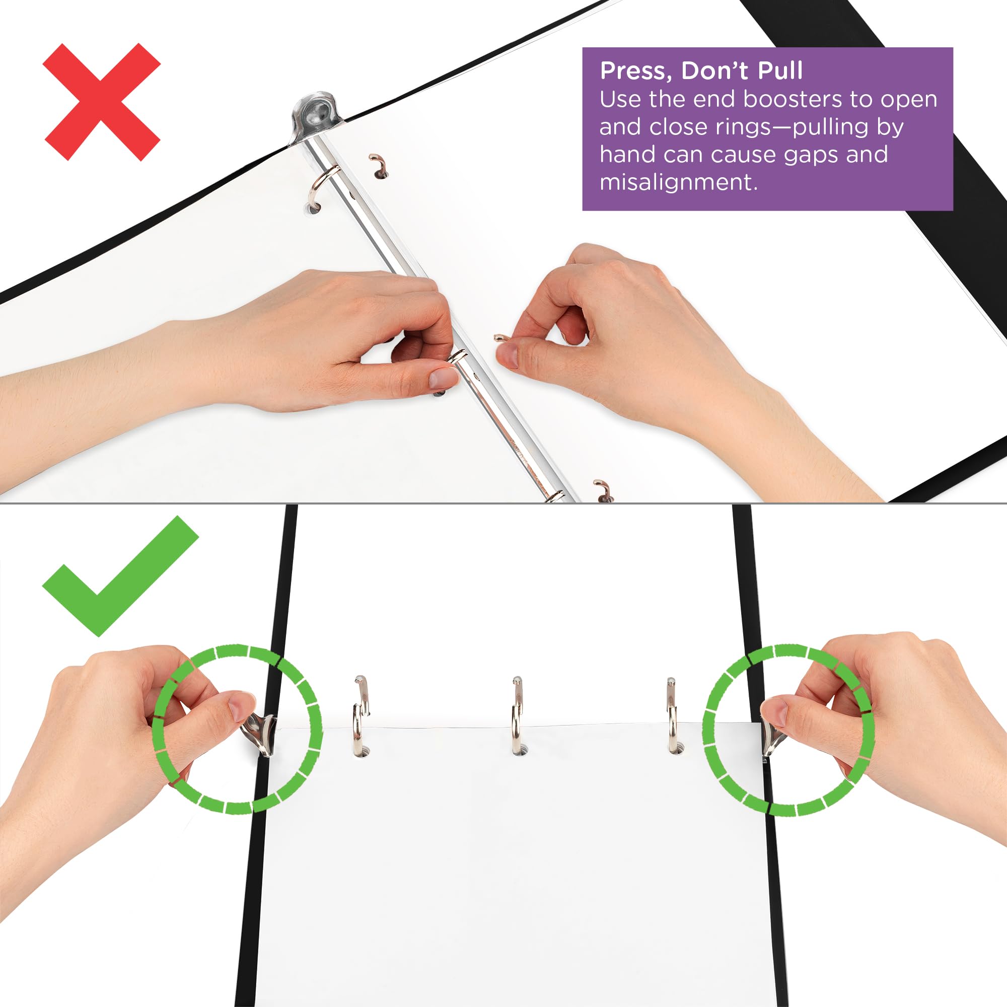 Carstens 1.5-Inch Heavy Duty 3-Ring Binder - Top Opening, Black, Durable Plastic, No-Gap Rings, Waterproof Covers, No Pockets, Holds 250 Letter-Size Sheets, BPA-Free, Made in USA (2075-3R), Case of 20 - Image 6