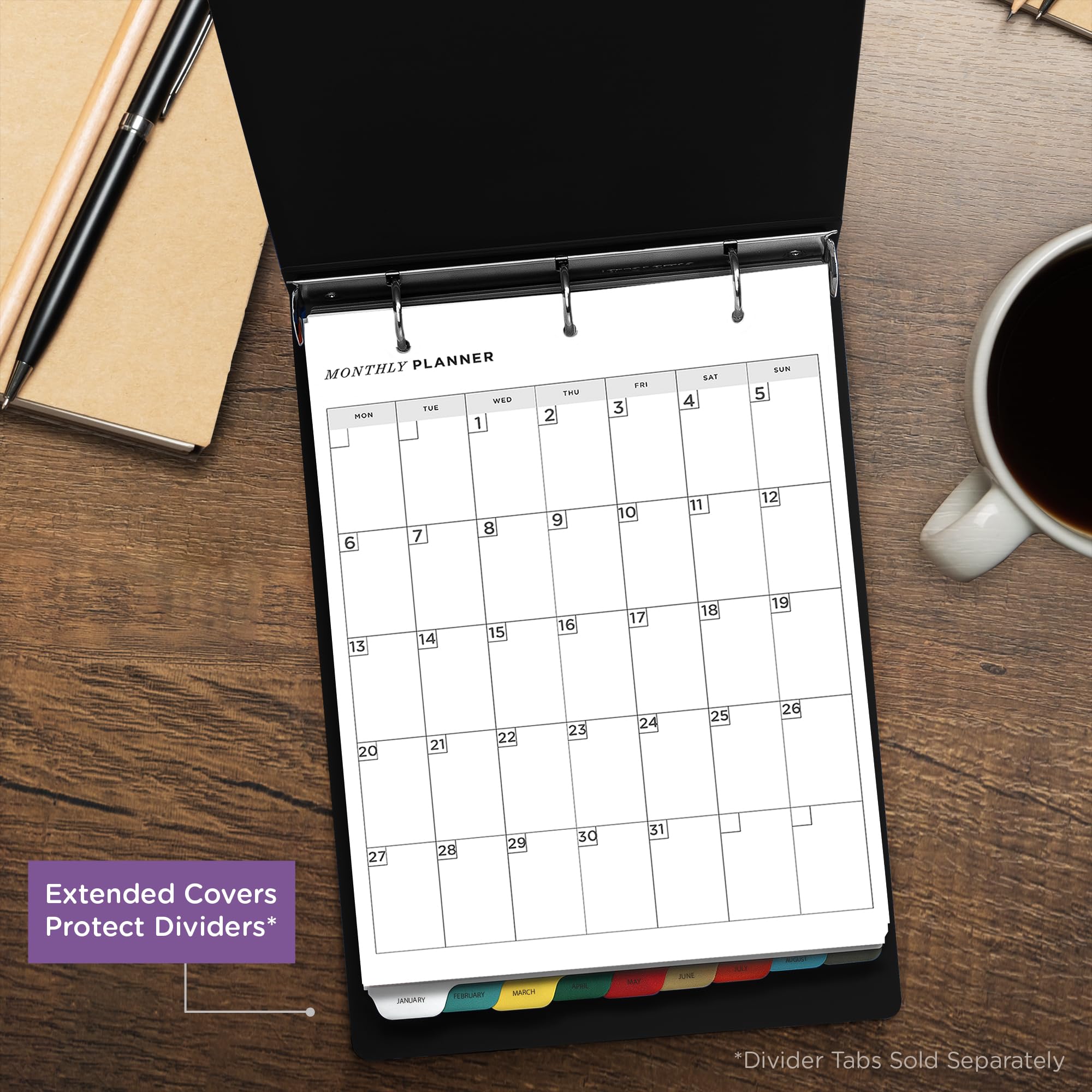 Carstens 1.5-Inch Heavy Duty 3-Ring Binder - Top Opening, Black, Durable Plastic, No-Gap Rings, Waterproof Covers, No Pockets, Holds 250 Letter-Size Sheets, BPA-Free, Made in USA (2075-3R), Case of 20 - Image 7