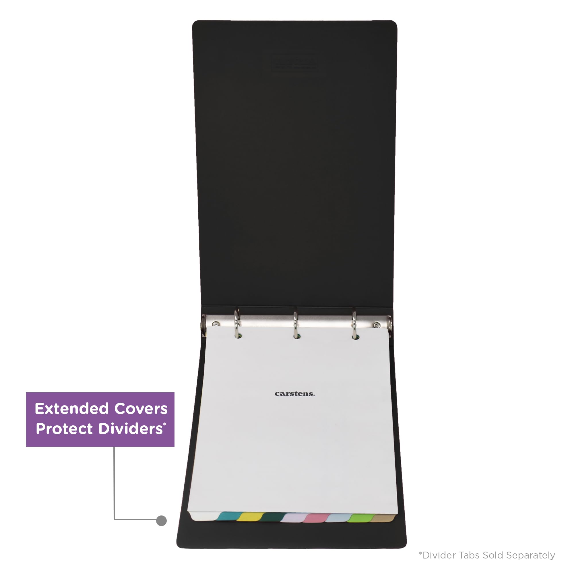 Carstens 1-Inch Heavy Duty 3-Ring Binder - Top Opening, Black, Durable Plastic, No-Gap Rings, Waterproof Cover, No Pockets, Holds 125 US Letter Sheets, BPA-Free, Made in USA (8769-3R), Case of 18 - Image 6