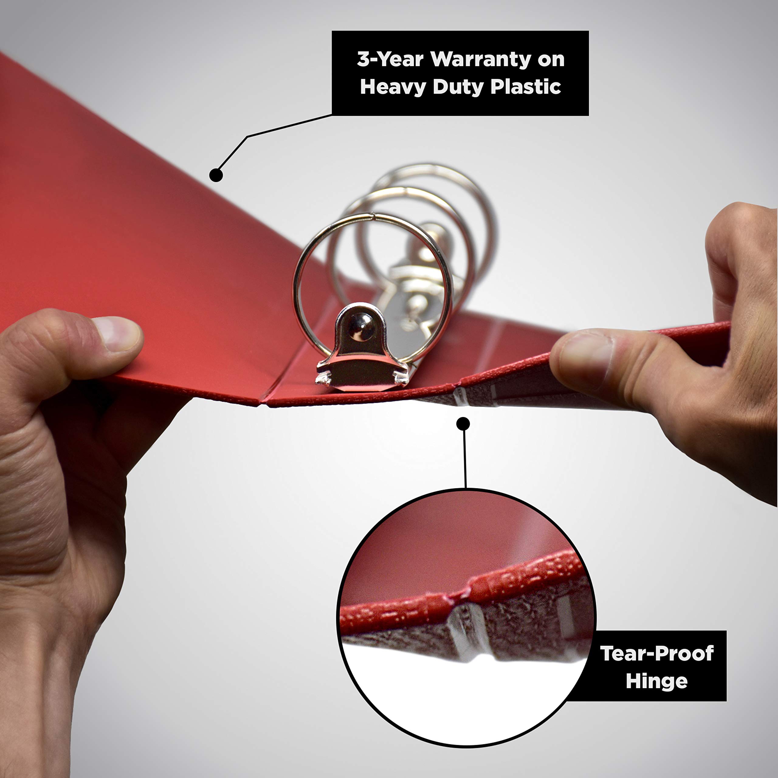 Carstens 2-Inch Heavy Duty Disaster Manual Round Ring Binder – Side Opening, Brick Red, Durable Plastic Covers, No-Gap Rings, No Pockets, Holds 300 Letter Sheets, Made in USA (1771-3R) - Image 3