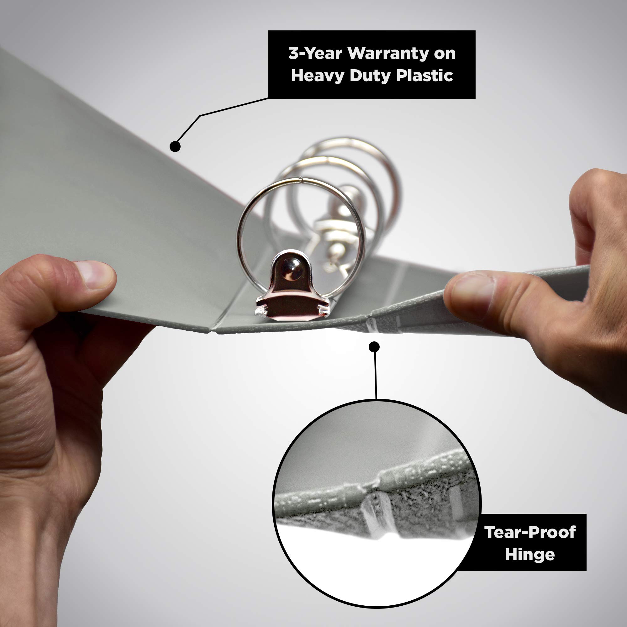 Carstens 2-Inch Heavy Duty Round Ring Binder for Medication Administration Records – Top Opening, Ash Gray, Durable Plastic, No-Gap Rings, No Pockets, Holds 300 Letter Sheets, Made in USA (1776-3R) - Image 4