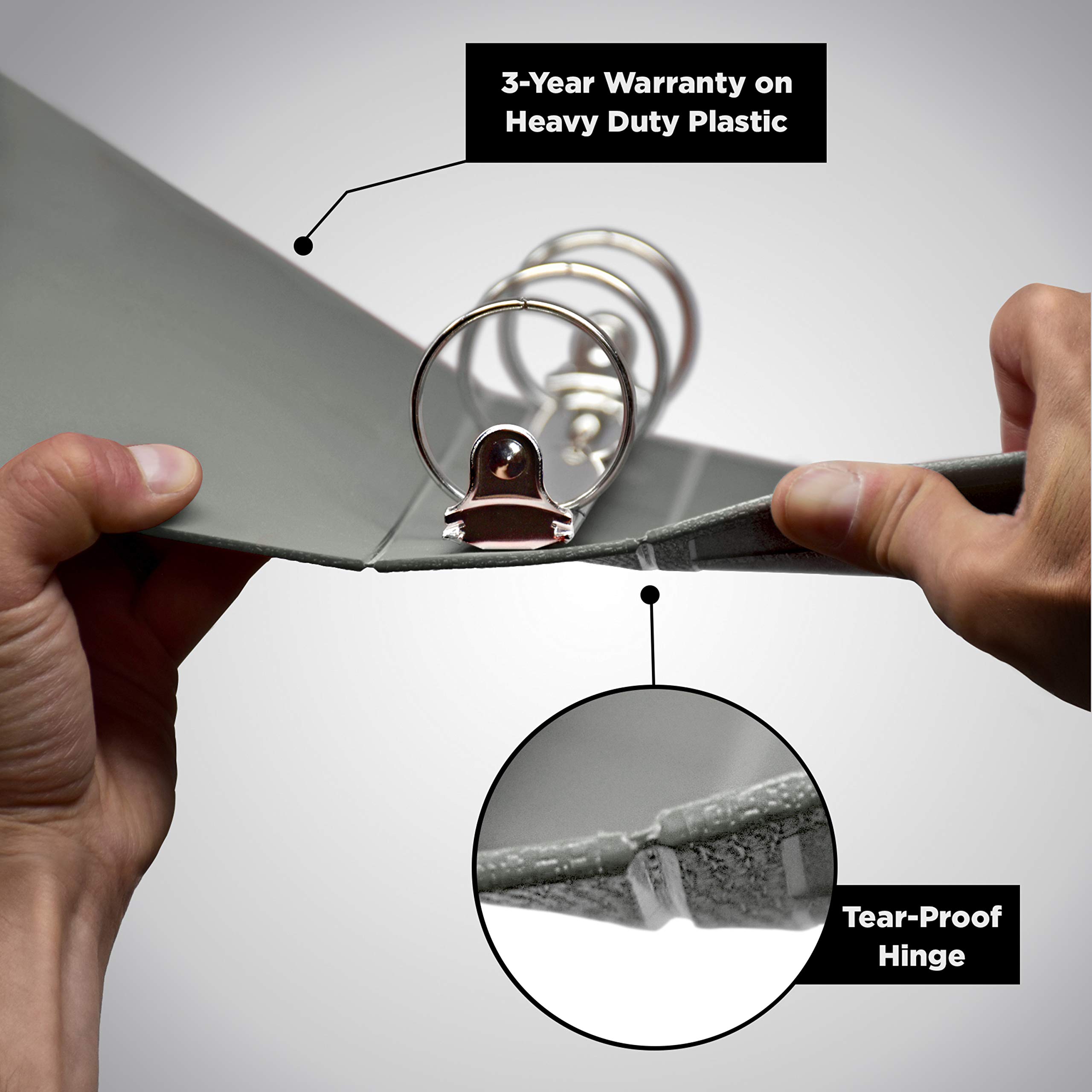 Carstens 2-Inch Heavy Duty Round Ring Binder for Medication Administration Records – Side Opening, Ash Gray, Durable Plastic, No-Gap Rings, No Pockets, Holds 300 Letter Sheets, Made in USA (1773-3R) - Image 3