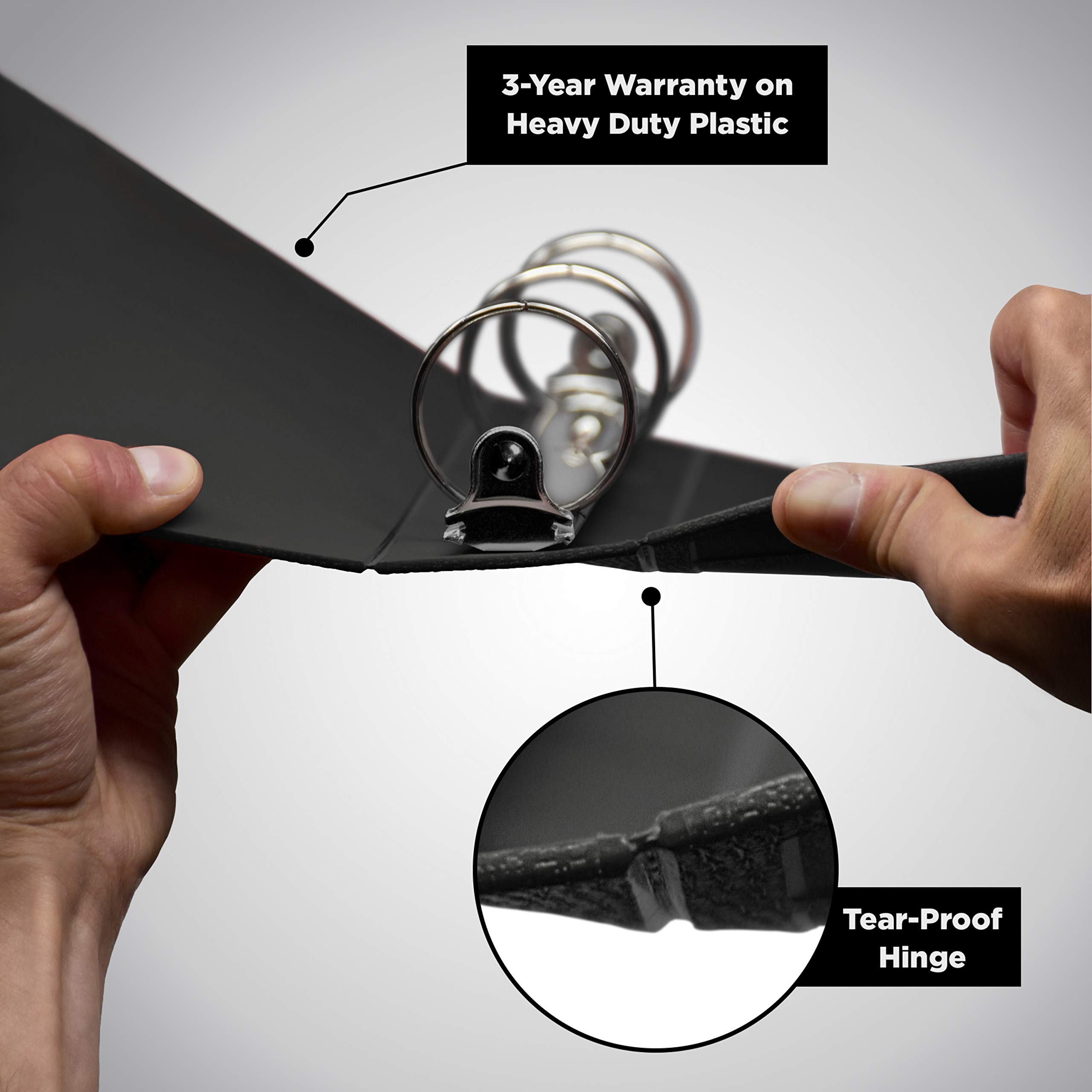 Carstens 3-Inch Heavy Duty Round Ring Binder for HIPAA Guidelines – Side Opening, Black, Durable Plastic Covers, No-Gap Rings, No Pockets, Holds 400 US Letter Sheets, Made in USA (1804-3R) - Image 4