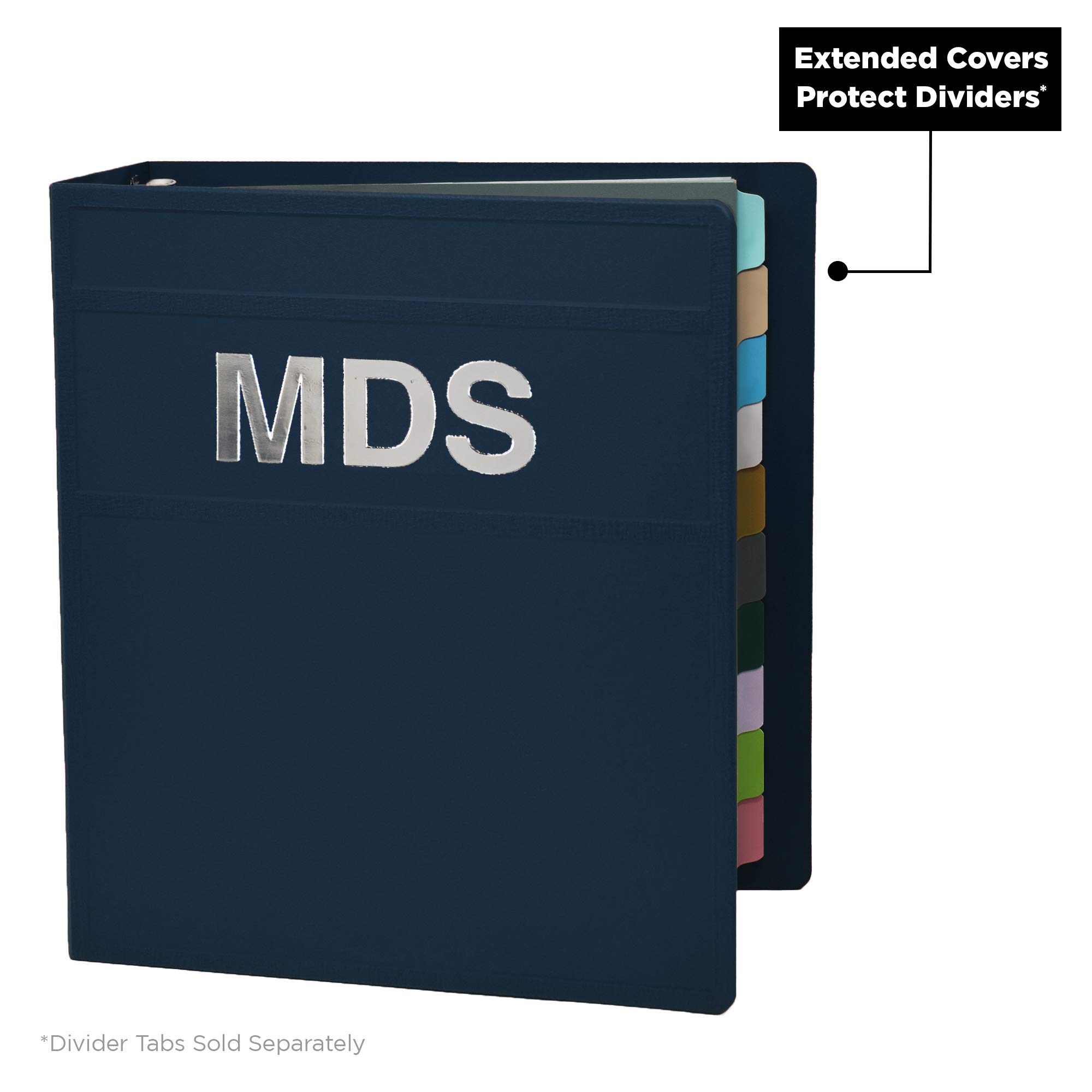 Carstens 3-Inch Heavy Duty Round Ring Binder for Minimum Data Sets (MDS) – Side Opening, Navy Blue, Durable Plastic Covers, No-Gap Rings, No Pockets, Holds 400 US Letter Sheets, Made in USA (1852-3R) - Image 4