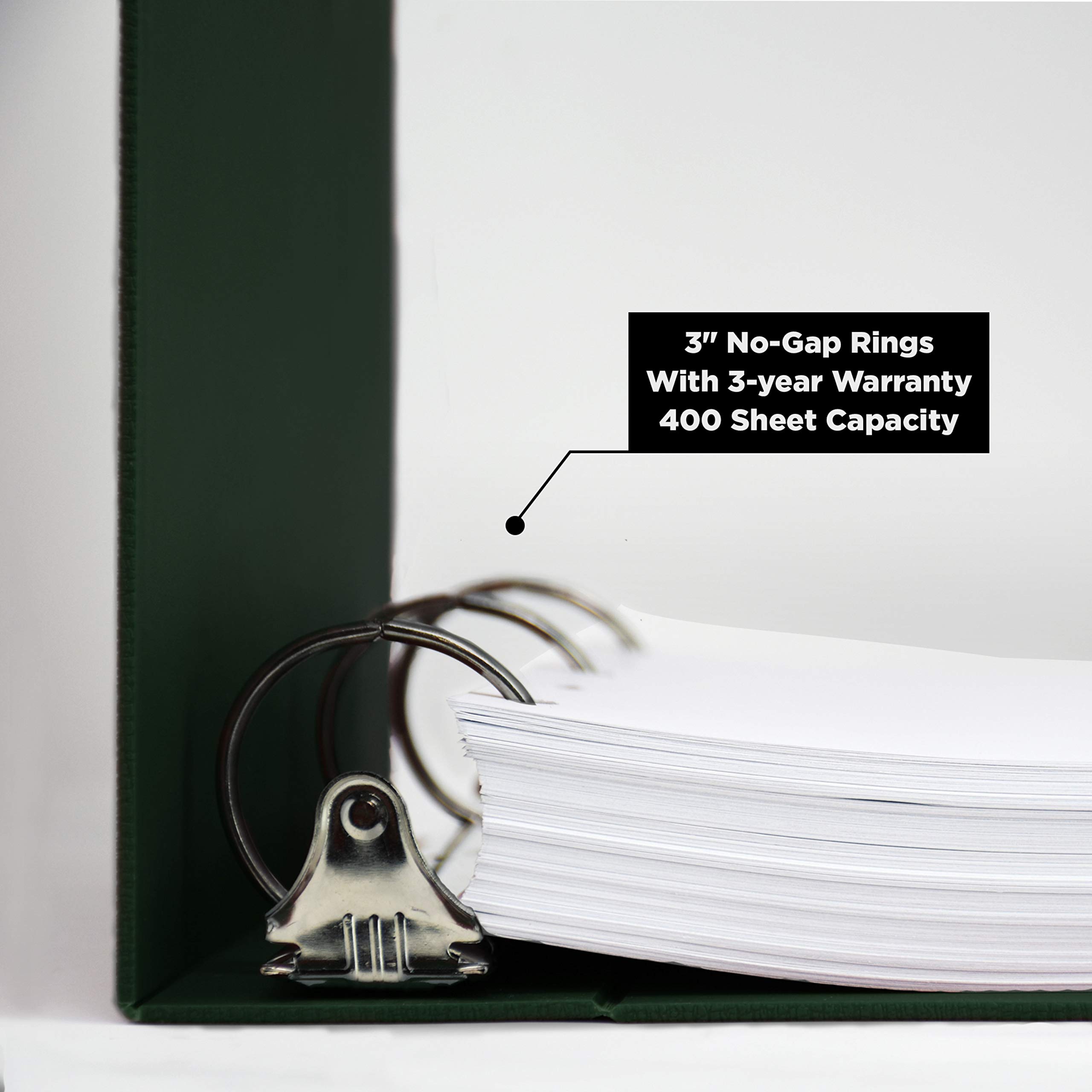 Carstens 3-Inch Heavy Duty Round Ring Binder for OSHA Manuals – Side Opening, Forest Green, Durable Plastic Covers, No-Gap Rings, No Pockets, Holds 400 US Letter Sheets, Made in USA (1795-3R) - Image 3