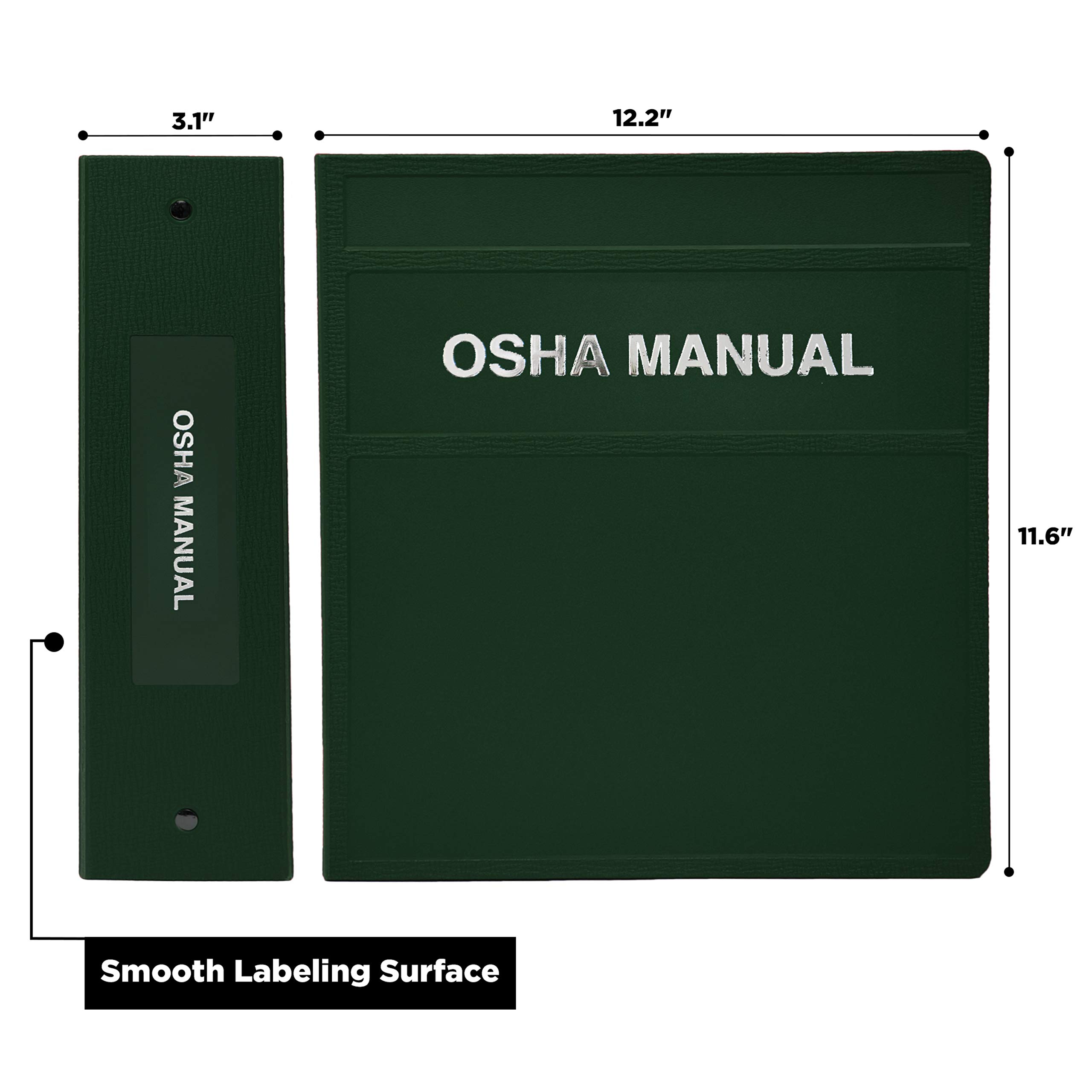 Carstens 3-Inch Heavy Duty Round Ring Binder for OSHA Manuals – Side Opening, Forest Green, Durable Plastic Covers, No-Gap Rings, No Pockets, Holds 400 US Letter Sheets, Made in USA (1795-3R) - Image 4