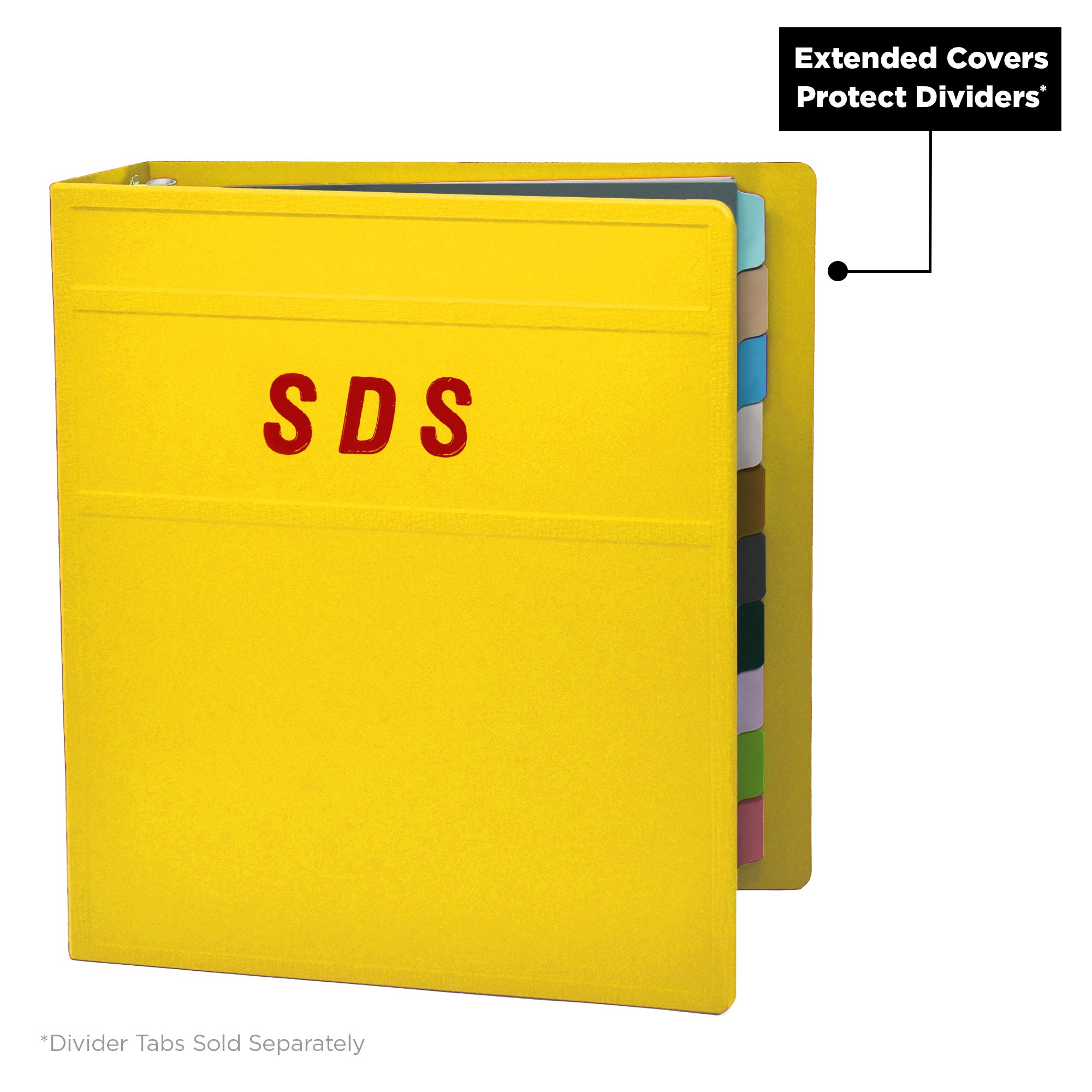 Carstens 3-Inch Heavy Duty Round Ring Binder for Safety Data Sheets (SDS) – Side Opening, Yellow, Durable Plastic Covers, No-Gap Rings, No Pockets, Holds 400 US Letter Sheets, Made in USA (1833-3R) - Image 3