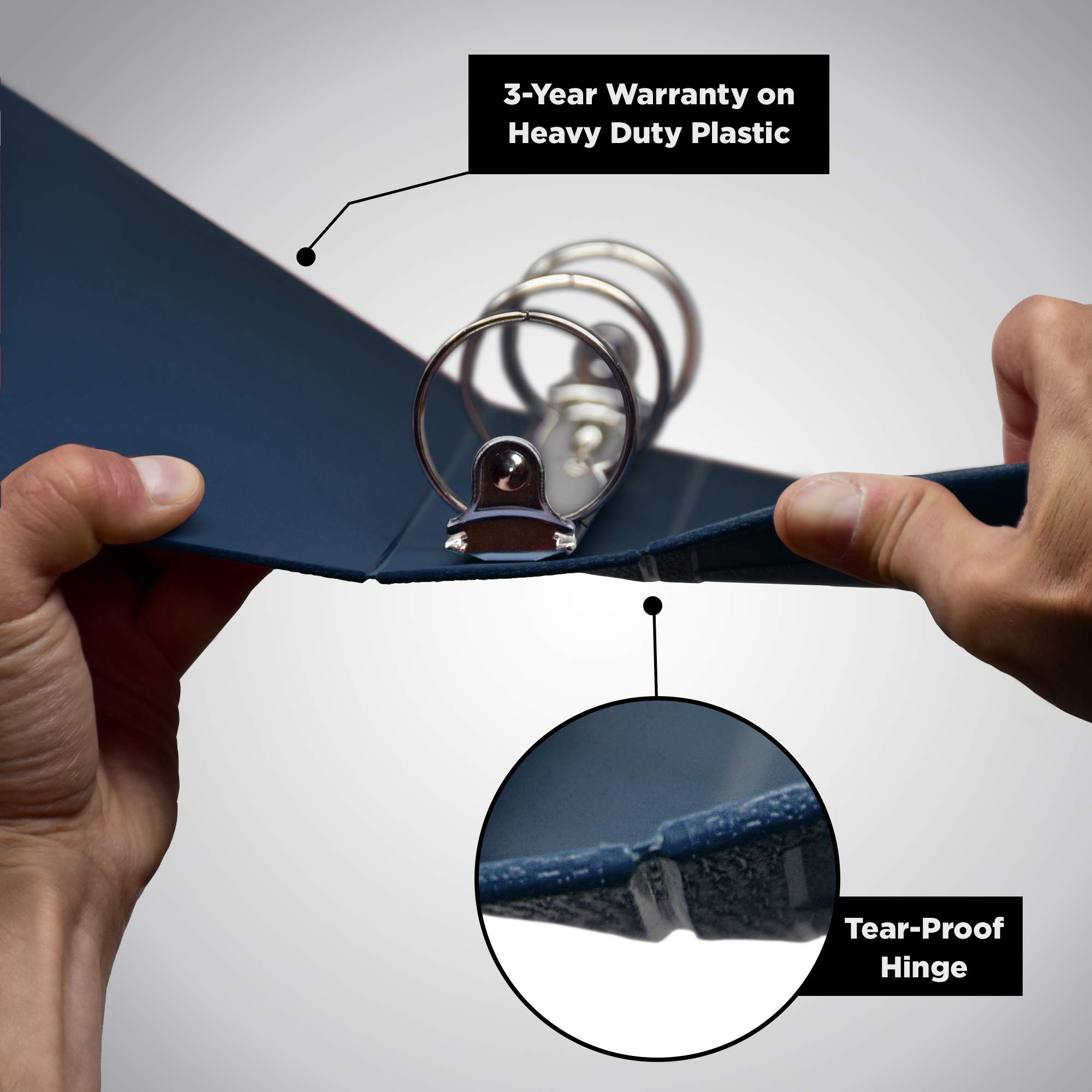 Carstens 3-Inch Heavy Duty Round Ring Binder for Treatment Administration Records – Top Opening, Navy Blue, Durable Plastic, No-Gap Rings, No Pockets, Holds 400 Letter Sheets, Made in USA, (1778-3R) - Image 4