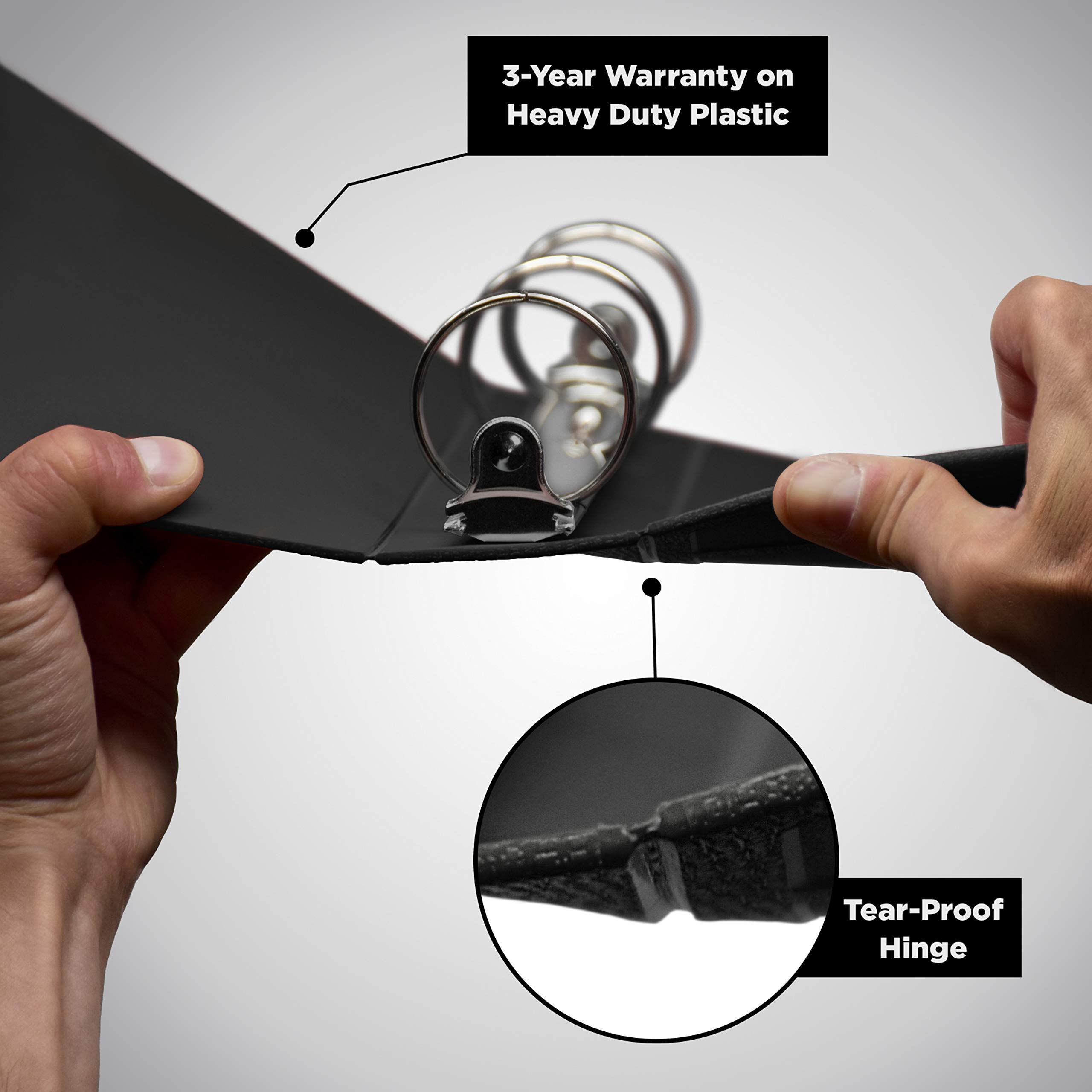 Carstens 4-Inch Heavy Duty Round Ring Binder for Policy Manuals – Side Opening, Black, Durable Plastic Covers, No-Gap Rings, No Pockets, Holds 600 US Letter Sheets, Made in USA (1873-3R) - Image 4