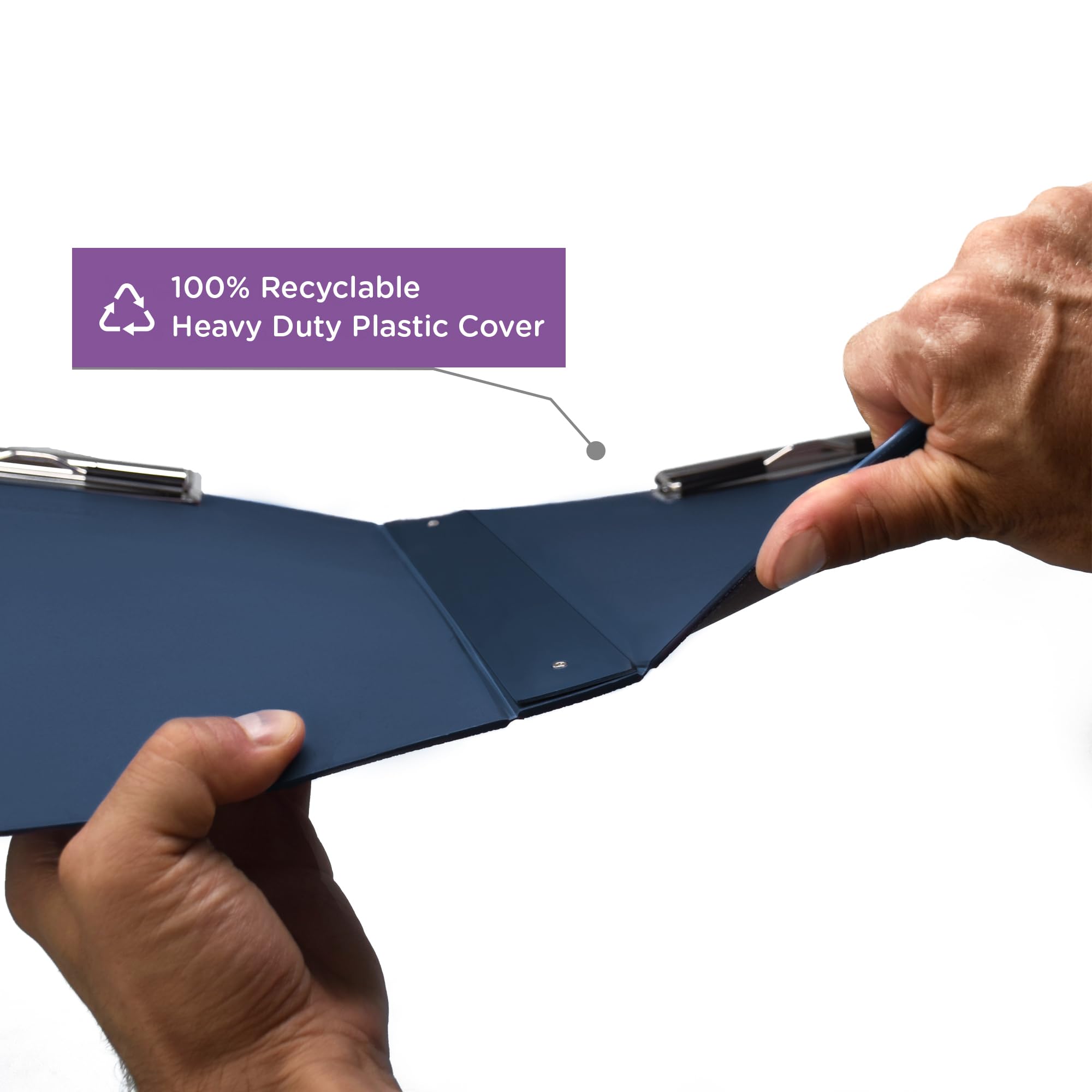 Carstens Heavy Duty Book Style Clipboard with Cover, 2 Clips – Navy Blue - Image 4