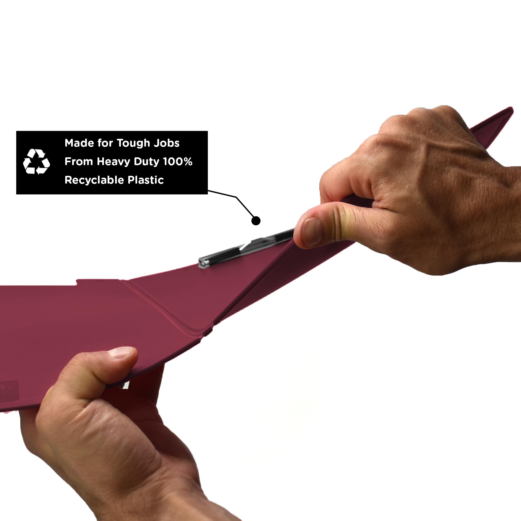 Carstens Heavy Duty Low-Profile Clipboard with Cover – Plastic, Burgundy - Image 5