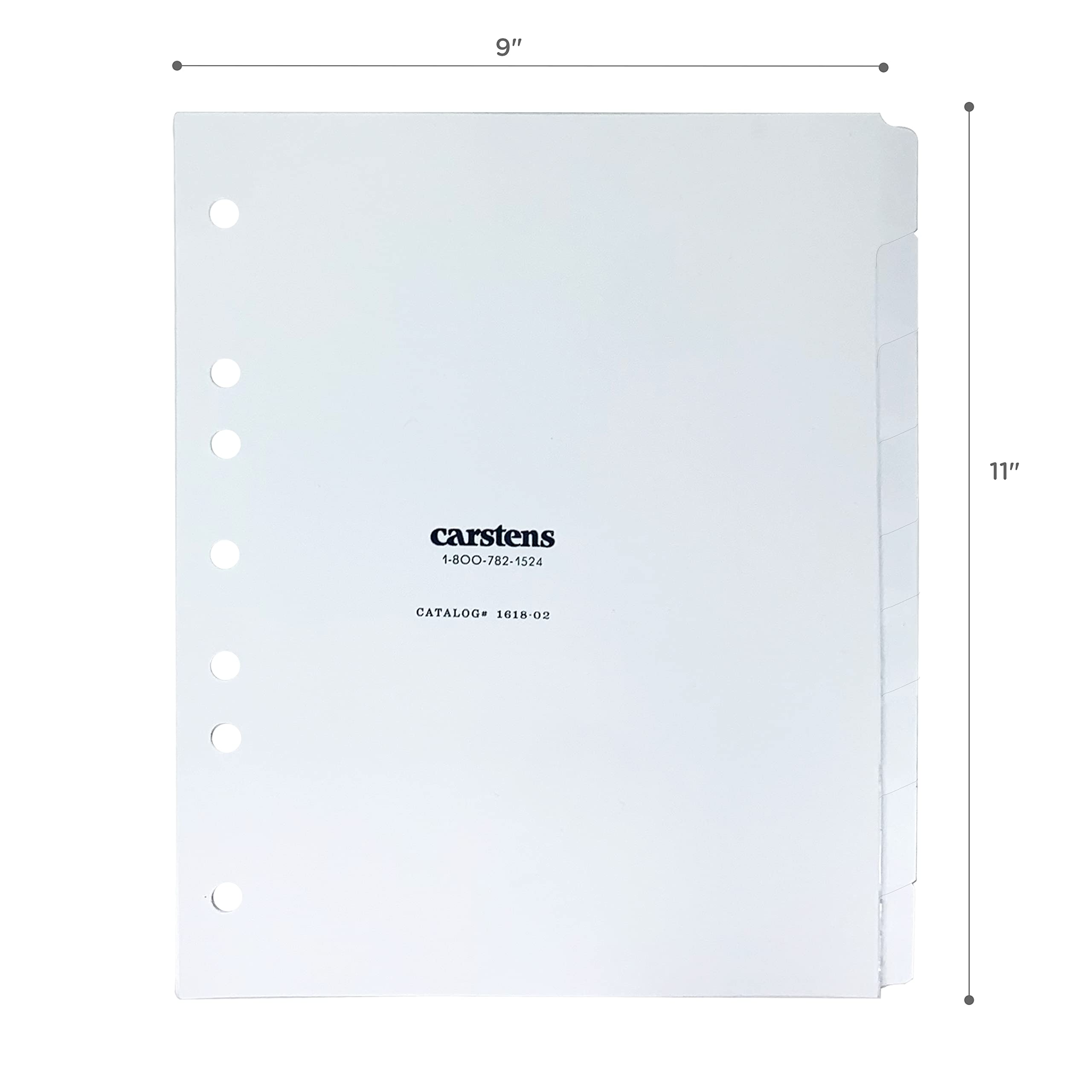 Carstens Heavy Duty Plastic Dividers, 9-Tab, White, for Side-Opening 3-Ring Binders, 1 Set - Image 3