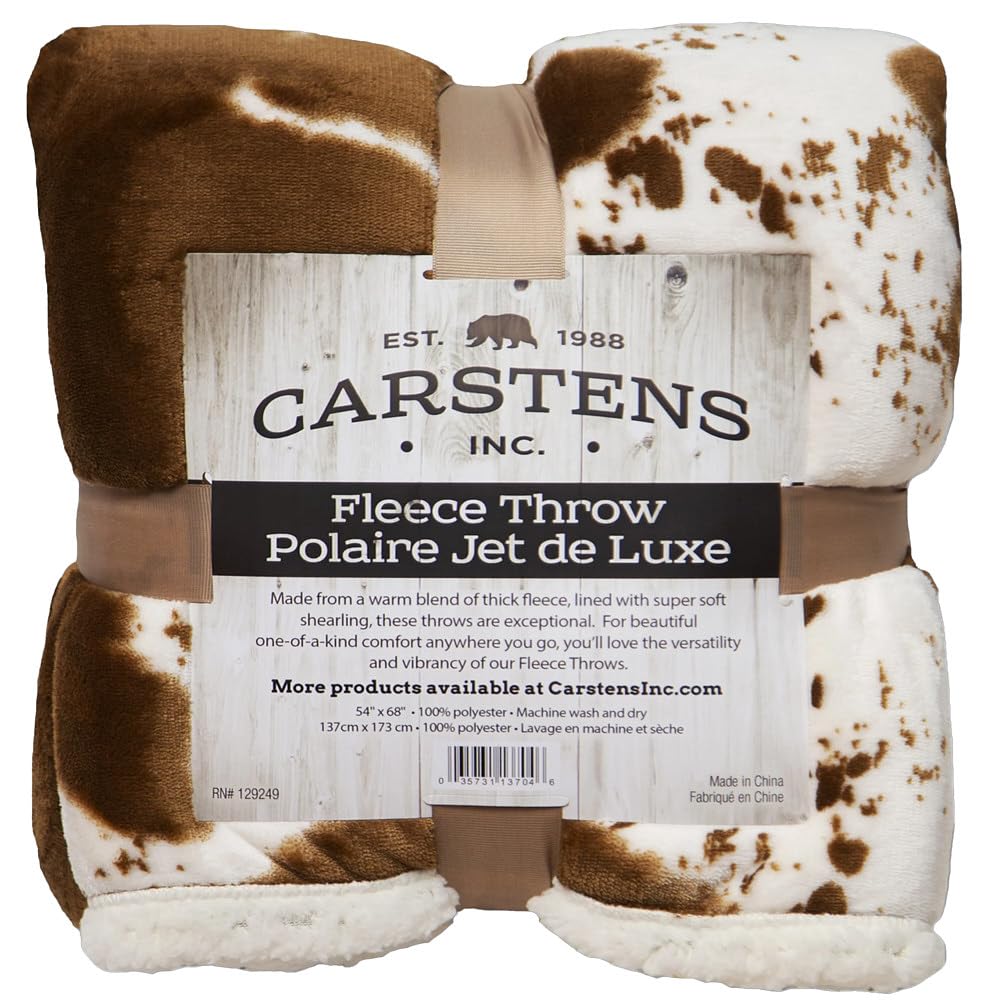 Carstens, Inc. Ultra Premium Super Soft Plush Sherpa Fleece Oversized Throw Blanket 54" x 68", Faux Cowhide - Image 4