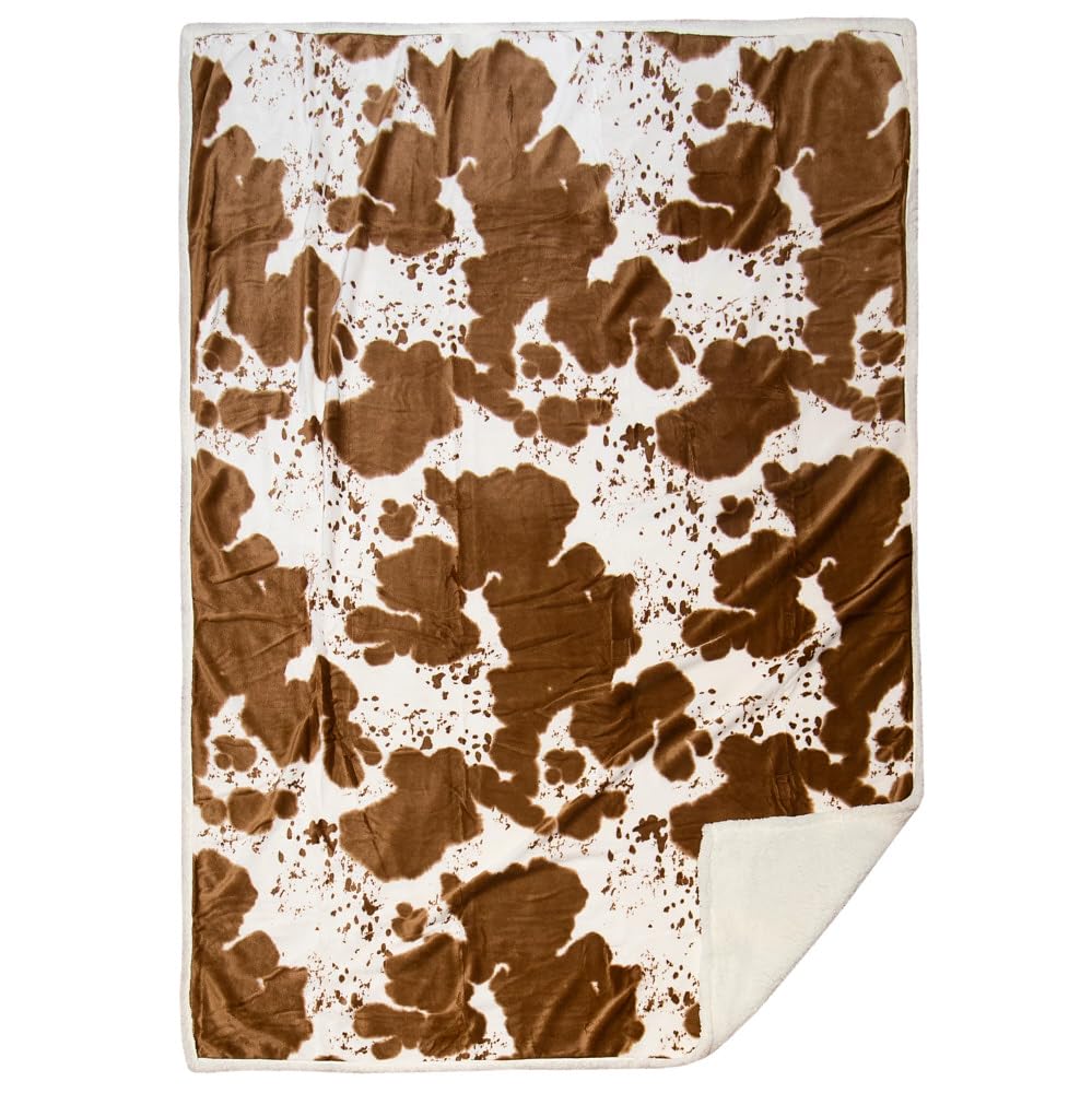 Carstens, Inc. Ultra Premium Super Soft Plush Sherpa Fleece Oversized Throw Blanket 54" x 68", Faux Cowhide - Image 5
