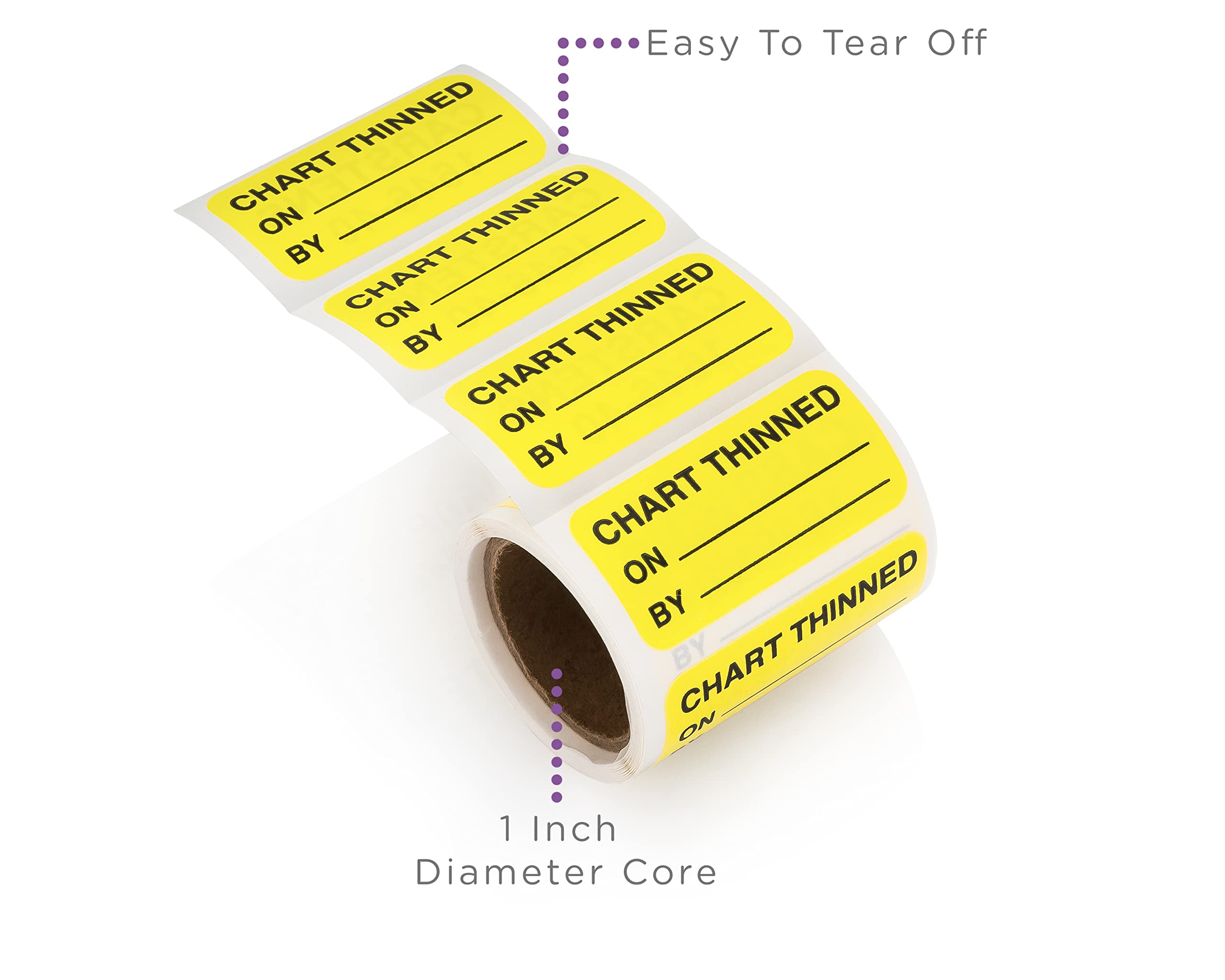 Carstens Medical Stickers – Chart Thinned, On/by Alert and Instruction Labels for Medical Charts, Yellow and Black, Roll of 100 Patient Chart Labels, W1.5" x H.75" - Image 3