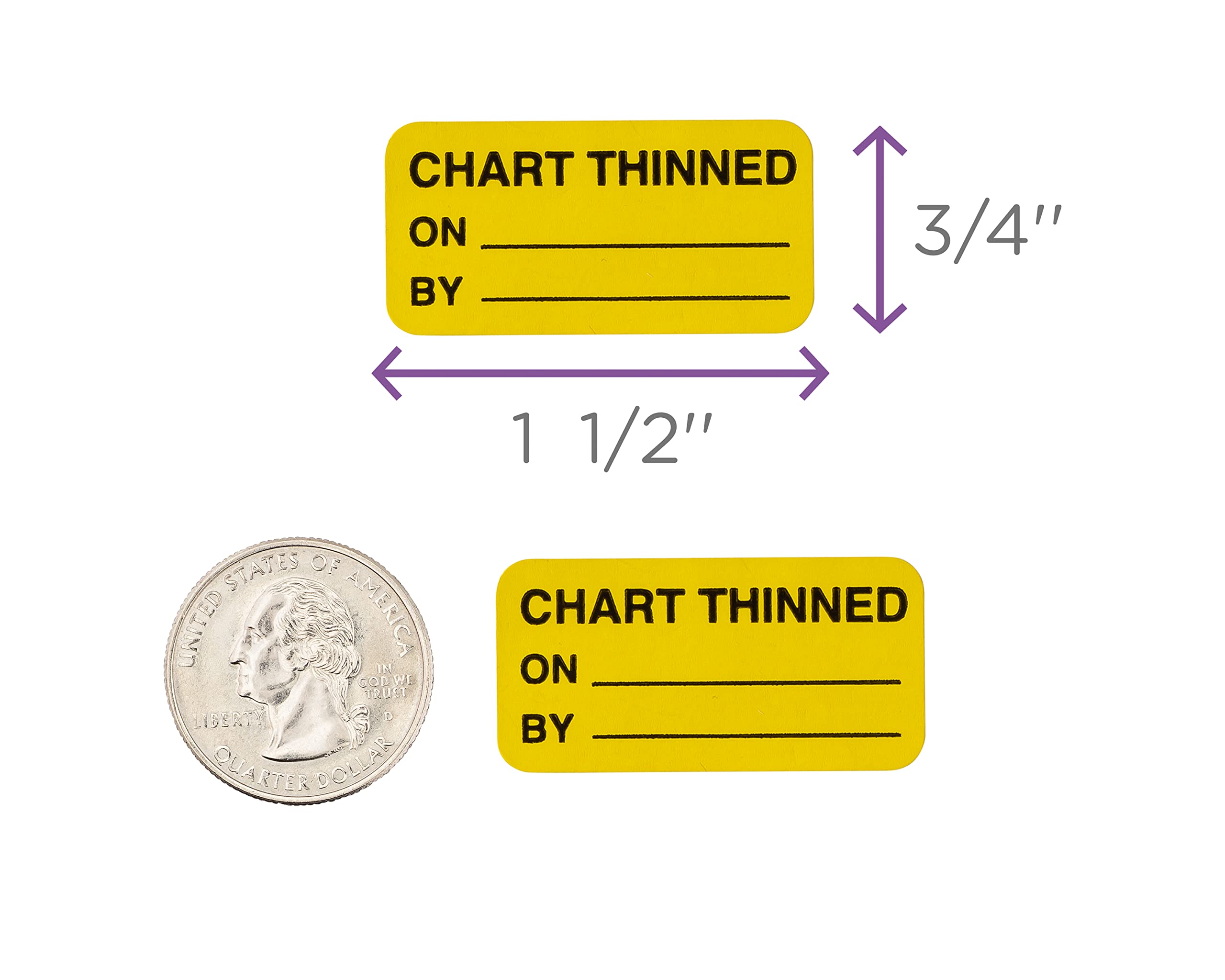 Carstens Medical Stickers – Chart Thinned, On/by Alert and Instruction Labels for Medical Charts, Yellow and Black, Roll of 100 Patient Chart Labels, W1.5" x H.75" - Image 5
