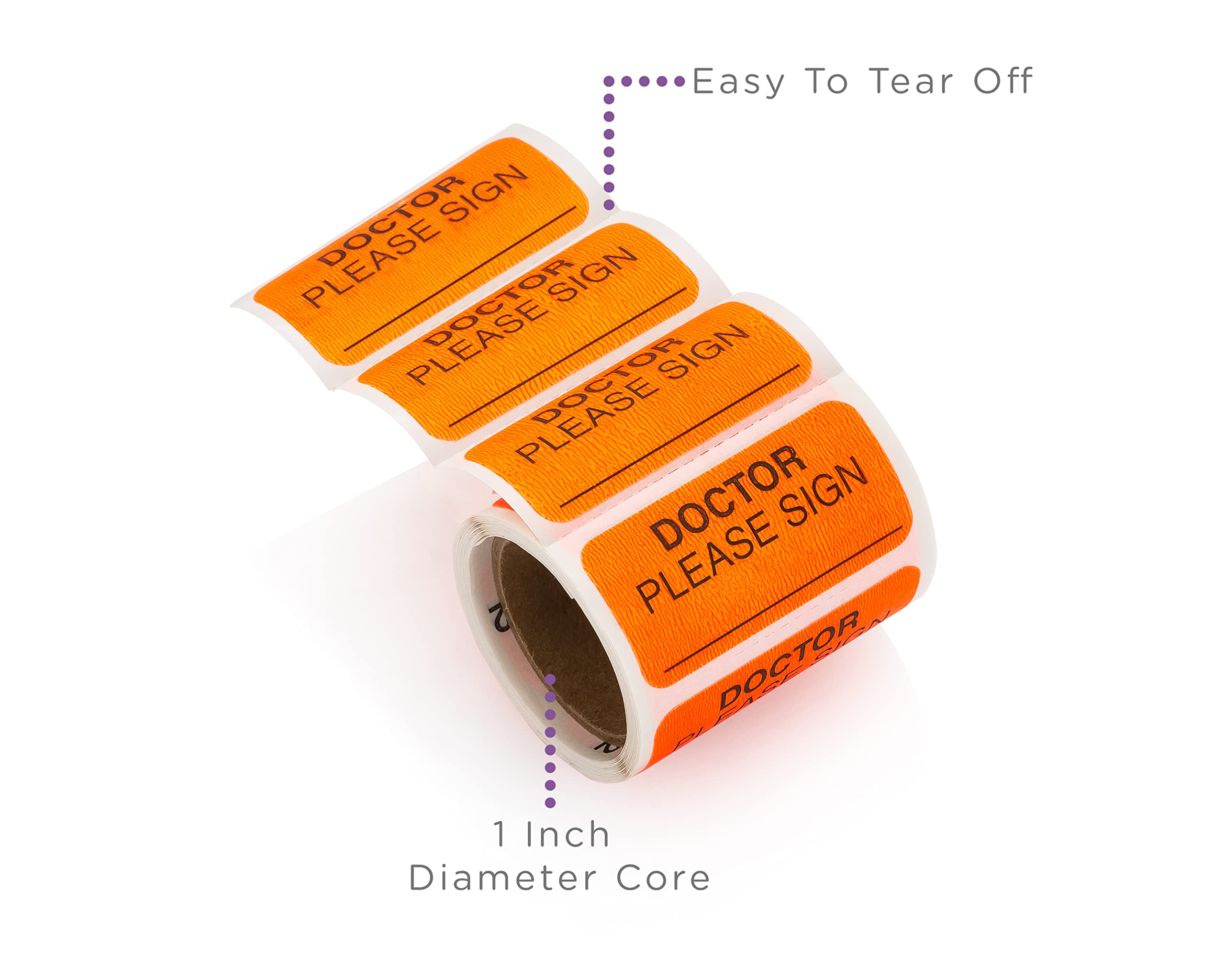 Carstens Medical Stickers – Doctor Please Sign Alert and Instruction Labels for Medical Charts, Orange and Black, Roll of 100 Patient Chart Labels, W1.5" x H.75" - Image 3