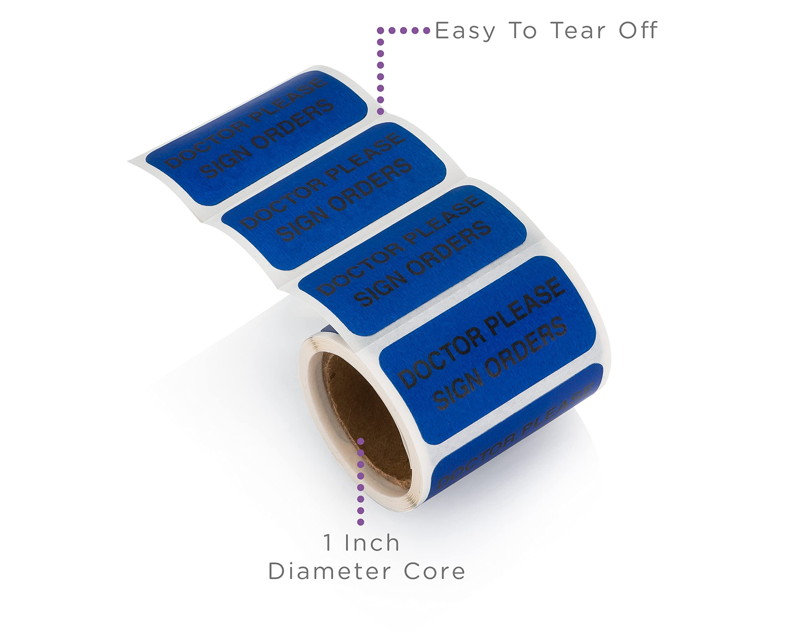 Carstens Medical Stickers – Doctor Please Sign Orders Alert and Instruction Labels for Medical Charts, Blue and Black, Roll of 100 Patient Chart Labels, W1.5" x H.75" - Image 3