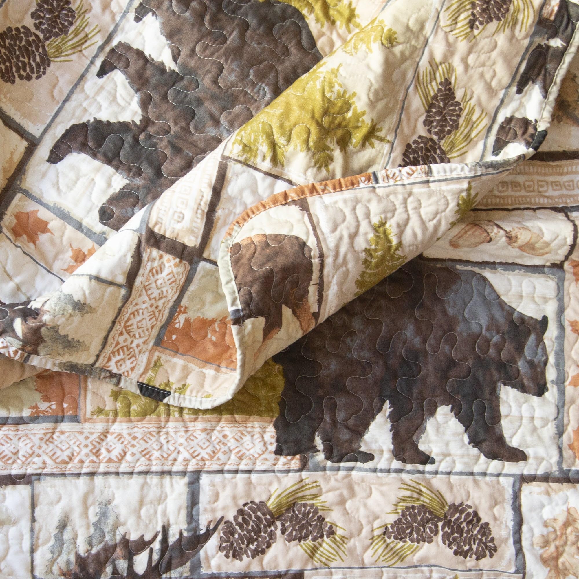 Carstens Rustic Cabin Country Bedding Set, 3-Piece Microfiber Quilt, Rustic Vintage Lodge, King - Image 7