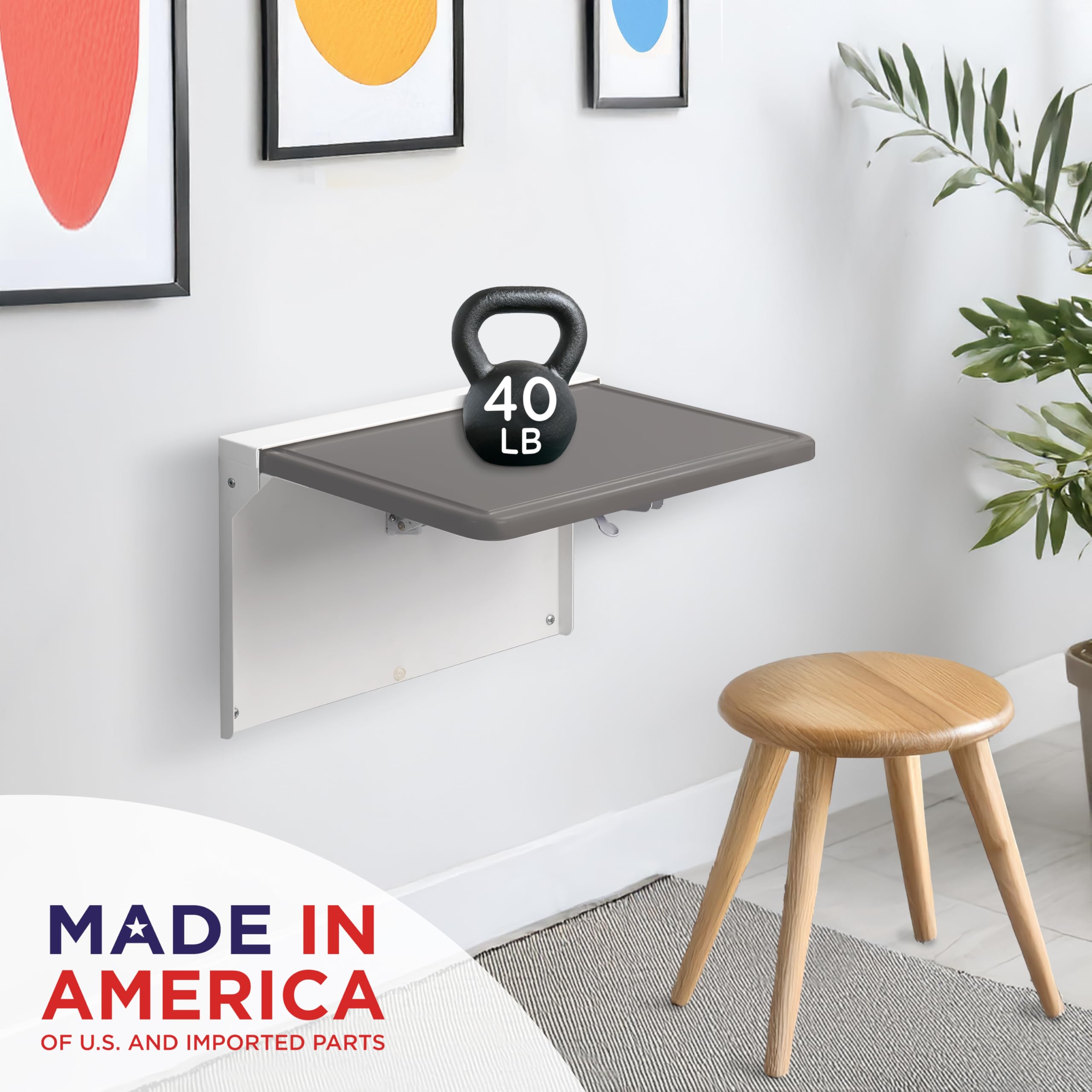 Carstens WALLAdesk™ Mini Wall Mounted Desk - Gray, 16.87 x 10.62, Durable, Professional Grade Murphy Desk for Healthcare, Home, Office, Schools - Compact, Slim Wall Mounted Folding Table - Image 3