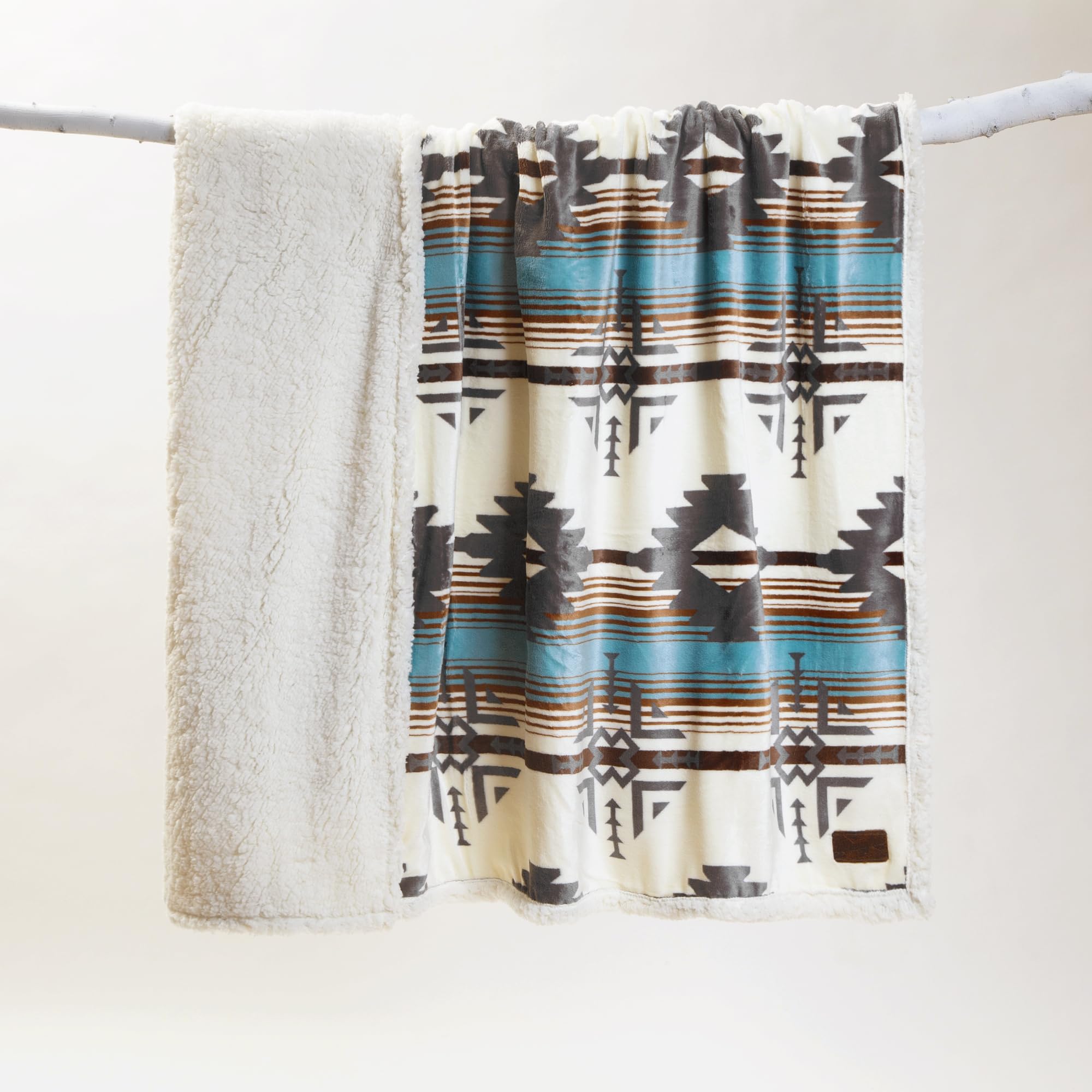 Wrangler Lone Mountain Southwestern Sherpa Throw Blanket 54" x 68" - Image 3